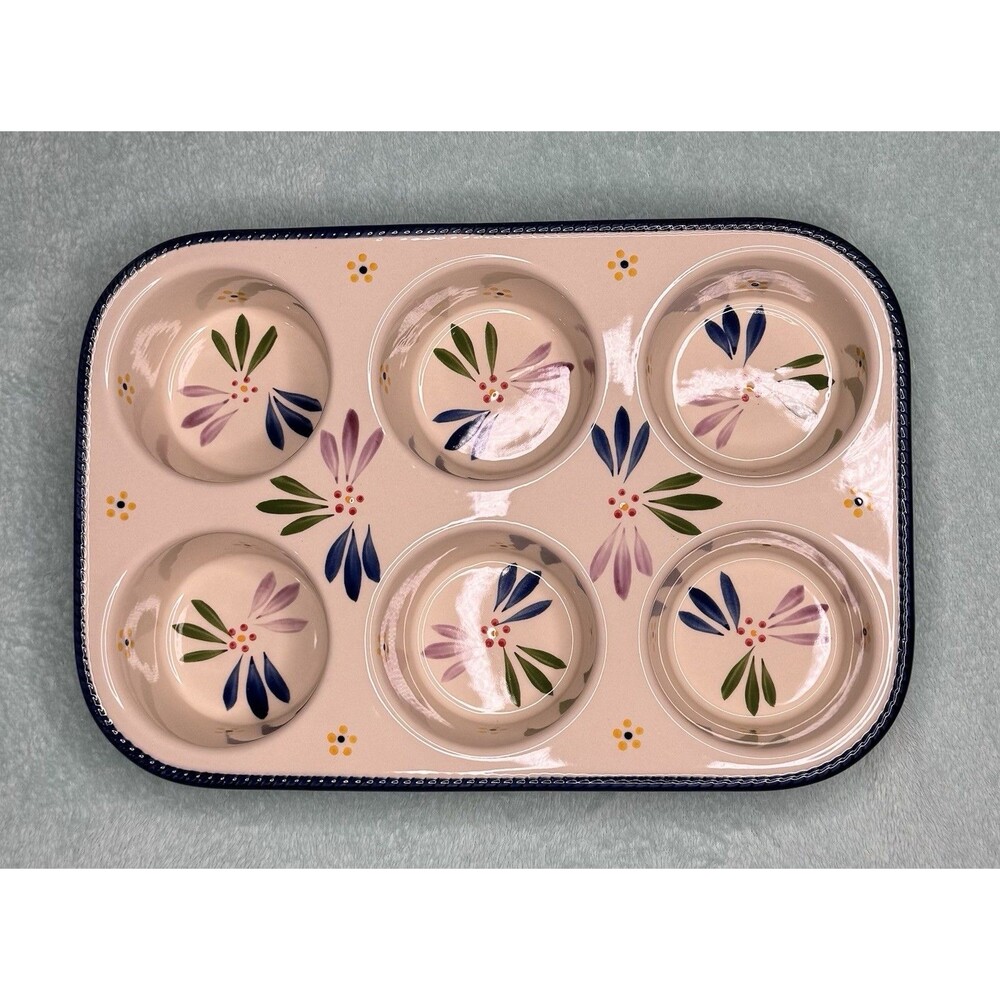 Temptations by Tara Old World Floral 6 Lg Muffin Cupcake Muffin Baking Dish